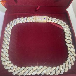 Moissanite Diamond Cuban Link Chain Necklace Custom 15mm18mm Width 22 Inches 3tone 4 Tone Hip Hop Vvs Moissanite Cuban Chain