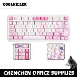 Keyboards Coolkiller ROCOCO Ck68 Ck75 Ck98 Mechanical Wireless Keyboard 3Mode Hot Swap Pink RGB Office Linear Switch Gamer Keyboards Gift