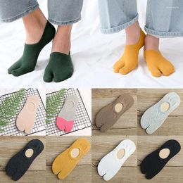 Men's Socks Two Finger Japanese Style Cotton Couple Breathable Toe Women Men Non-slip Invisible Low Cut Boat