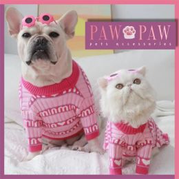 Sweaters PawPaw Luxury Pet Clothes Puppy Clothes Cute Pink Sweater Pomeranian Teddy Bear Schnauzer Cat Clothes Pet Autumn Winter Fashion