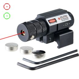 Optics Tactical Red Green Dot Laser Sight Scope 11mm 20mm Adjustable Picatinny Rail Mount Rifle Pistol Airsoft Laser with Batteries