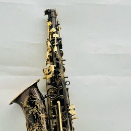 Saxophone Real Pictures Yas875ex Alto Saxophone Eb Tuner Black Nickel Plated Gold Carved Body Professional Woodwind with Case Accessories