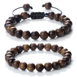 Strands Buddha 6/8/10mm Wooden Beads Vintage Handmade Bracelets Prayer Black Rosewood Bracelet Men Women Yoga Meditation Pulsera Jewelry