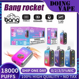 Original Bang rocket 18000 puff Disposable Vape Bang Box Kit Dual Mode Puffs 18K Rechargeable Mesh Coil E-cigarettes 0% 2% 3% 5% Vaper 18000 12 Flavors Puff 24-hour shipment