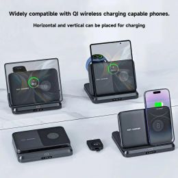 Chargers Foldable Wireless Charger 3 In 1 Station For Samsung Z Fold 4 3 Flip4 Fast Wireless Charging For Galaxy Watch 6 EarBuds B2S0
