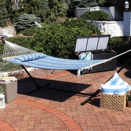 Camp Furniture Outdoor Bedding Fabric Hammock - Two People with Expander Rod - Heavy 450 Pound Capacity - Catalina Beach Y240423