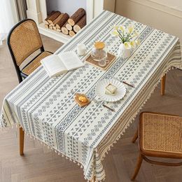 Table Cloth Bohemian Rectangular Tassel Tablecloth Cotton And Linen Wash Free Fabric Waterproof Oil Resistant Banquet