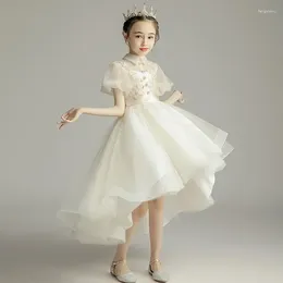 Girl Dresses Flower Princess Children's Evening Fashionable Little Birthday Fluffy Gauze Host Performance Dress