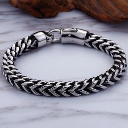 Bracelets Trendy Shiny Stainless Steel Man Bracelet 8MM Wide Wrap Leather Strap Bracelets For Men Valentine's Day Gift Jewellery