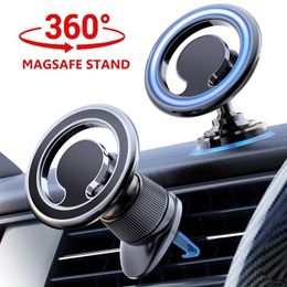 Cell Phone Mounts Holders Car Magnetic Phone Holder Magsafe Ring Dashboard Air Outlet Mount 2 Styles Strong Magnet GPS Bracket for iPhone Samsung Y240423