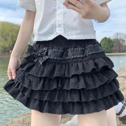 Japanese Style Kawaii Lolita Mini Skirt Women Gothic High Waist Ruffle Tiered Skirts Sweet Girly Summer Harajuku Y2k Short Skirt 240421