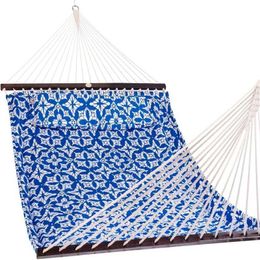 Camp Furniture 12FT Quilted Fabric Hammock with Pillow Double 2 Person Hammock with Spreader Bar for Outdoor Outside Patio Garden Y240423