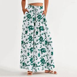 Women's Pants Light Effortless Stylish Wide Leg Palazzo With Pockets For Casual Lounge Beach Wear High Waist Leisure