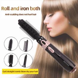 Multifunctional Electric Hair Dryer 4 In 1 Professional Straightening Brush Portable Curling Comb Dryers Blower 240418