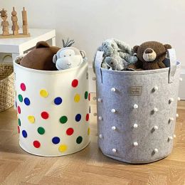 Baskets Felt Storage Bag With Handle Large Capacity Clothes Hamper Folding Laundry Basket Finishing Bag For Storage Clothes & Toys