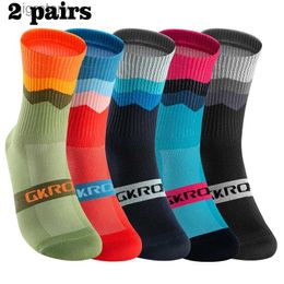 Men's Socks Mens and womens breathable professional cycling socks road cycling socks outdoor sports running compression cycling 2 pairs yq240423