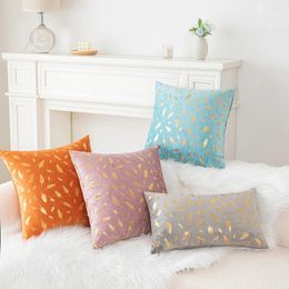 Pillow 2024 Feather Bronzing Printed Cover Velvet Light Luxury Throw Covers Decorative S For Sofa Home