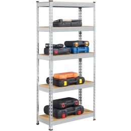 Racks Boltless Adjustable Steel Storage Shelf Unit Silver Holds up to 330 lb Per Shelf 5Shelf