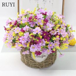 Decorative Flowers 35CM High Quality Daisy Artificial Silk Flower Wedding Floral Arrangement Living Room Table Home Bouquet DIY Decor