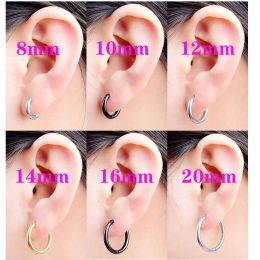 Clips 820mm Women Men Stainless Steel Small Smooth Round Circle Chunky Hoops Earring Piercing Cartilage Tragus Simple Thin Ear Buckle