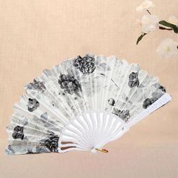 Decorative Figurines Handmade Hand Held Flower Fan Creative Pattern Chinese Style Dance Art Bamboo Folding Prop