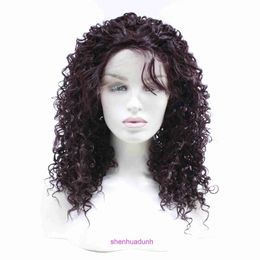 Fashionable small curly wig with a half hand hook that can be ironed and dyed synthetic Fibre front lace headband