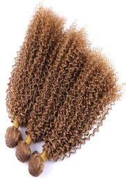 Golden Colour afro kinky curly synthetic hair extension 100gpcs high temperature hair bundles 2206154779259