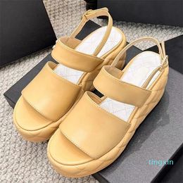 peep toe women platform height increasing sandals runway classic luxury designer ankle buckle strap outside gladiator beach sandals female