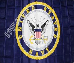 Blue US Navy Crest Seal Emblem Flag 3ft x 5ft Polyester Banner Flying 150 90cm Custom outdoor AF396210997