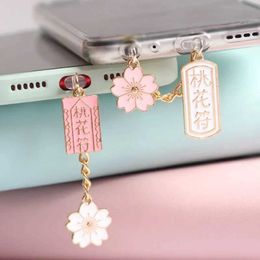 Cell Phone Anti-Dust Gadgets Kawaii Dust Plug Charm Peach Blossom Talismank Anti Dust Cap Cute Charging Port For iPhone USB C Dust Protection Couple Pendant Y240423