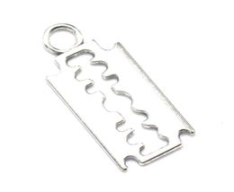 100pcslot Alloy Silver Color Razor Blade Charms Bracelet Choker Necklace Pendant Charms For Jewelry Making Handmade Craft 2411mm1346265