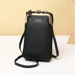 Evening Bags Women Wallet Solid Color Leather Shoulder Straps Bag Mobile Phone Big Card Holders Handbag Pockets Girls