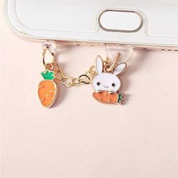 Cell Phone Anti-Dust Gadgets Carrot Rabbit Dust Plug Charm Kawaii Anti Dust Cap Charge Port Plug Type C Dust Protection 3.5MM Jack Stopper For iPhone Y240423