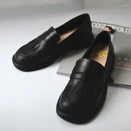 Casual Shoes Black Cowhide Tassel Women Flat Lefu Real Leather Driving Walk Brown White