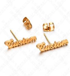 Personalised Custom Any Name Earrings Studs for Women Nameplate Studs Dangle Drop Earrings with Stainless Steel Gold Rose Gold7605805