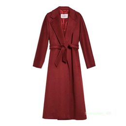 Designer Coat Cashmere Coat Luxury Coat MaxMara Womens New Polo Collar Waist Tie Fashion Camel Cashmere Coat