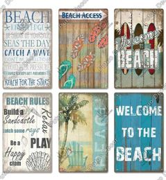 2022 Beach Tin Sign Plaque Metal Painting Vintage Summer Wall Signs Decor for House Seaside Decorative Plate Irish Pub Bar Industr3693902