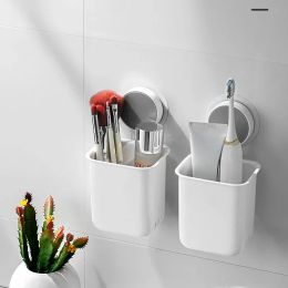 Heads Portable Toothbrush Wall Mounted Holder Toothpaste Mouth Cup Waterproof Holder DrillFree Bathroom Storage Shelf Rack Organiser