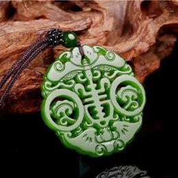Necklaces Natural Green Handcarved Bat Jade Pendant Fashion Boutique Jewelry Bat In Front of Your Eyes Necklace Gift