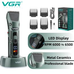 Clippers VGR Hair Clipper with Charging Base Professional Mens Hair Trimmer Army Green Haircut Machine Electric Clippers for Barber V696