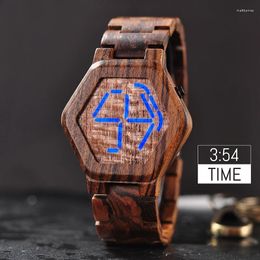Wristwatches BOBO BIRD Designe Digital Watch Men Night Vision Bamboo Mini LED Watches Unique Time Display Gifts For Him
