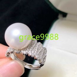 R1031 11-12mm Natural Freshwater pearl Ring accessory 925 sterling silver Adjustable size engagement Jewellery ring for women