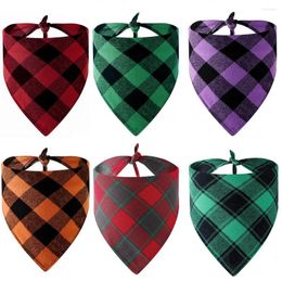 Dog Apparel Cotton Christmas Plaid Slobber Scarf Single Layer Triangle For Large Pet Bandana Accessories