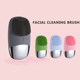 Scrubbers 3in1 Silicone Facial Cleansing Brush Electric Face Clean Device Facial Massager Skin Cleaner Sonic Vibration Deep Pore Cleaning