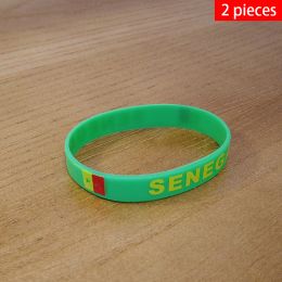 Strands 2pcs Senegal National Flag Wristbands Sports Silicone Bracelet Men Women Rubber Band Patriotic Commemorative Fashion Accessory