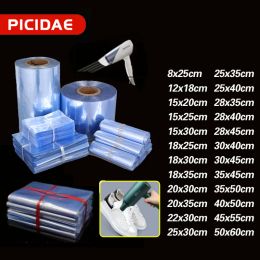 Bags 100pcs/200pcs PVC Heat Shrink Film Bag Wrap Storage Seal Packing Bag Clear Polybag Cosmetics Blower Heat Seal Wrap Sealbag