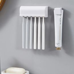 Heads Toothbrush Stand No Punching Toothpaste Holders WallMounted Electric Toothbrush Organiser Multifunction Bathroom Accessories