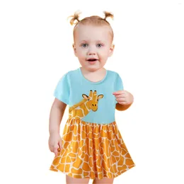 Girl Dresses Cartoon Sleeveless Clothes Toddler Print Baby Kids Giraffe Girls Long Knit Dress Elegant