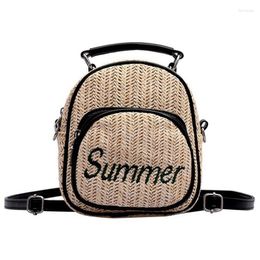 Drawstring Women'S Straw Bucket Bag Summer Woven Shoulder Bags Shopping Purse Beach Handbag Handbags Travel Black