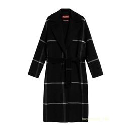Cappotto da donna in cashmere cappotto di lusso maxmaras womens cappola largo tessuto a petto singolo in lana grande giacca da camice lungo